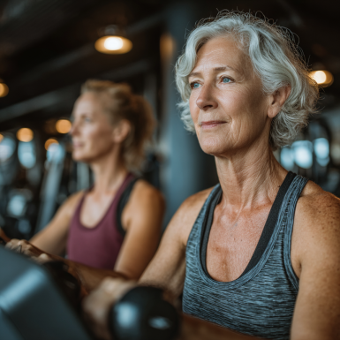 Активні пожилі люди займаються фітнесом